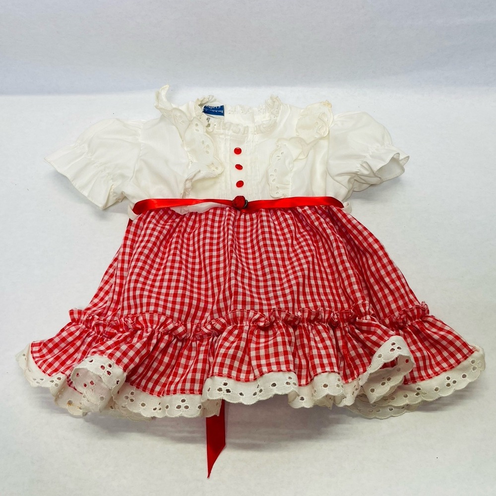 Vintage Haddad Brothers Spring Infant‎ Toddler Dress Sz 18 Mos Red & White Check